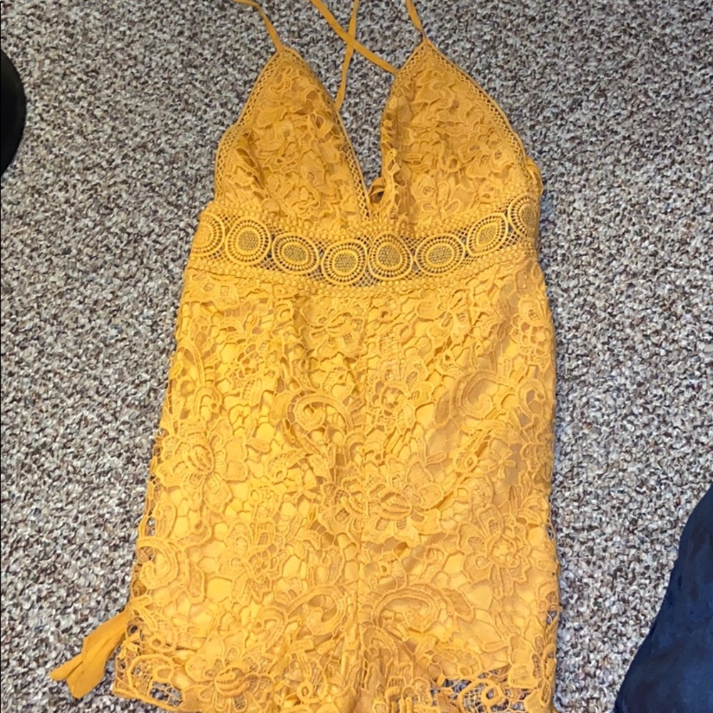 Yellow lace romper